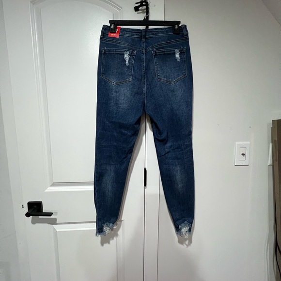 Wax Jean High-Rise Dark Blue Distressed Jeans - Picture 7 of 9